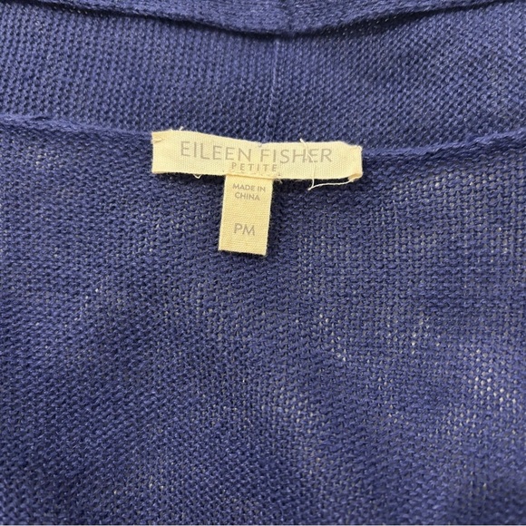 Eileen Fisher Open Knit Drape Cardigan Purple Blue Linen Size Petite Medium - Picture 3 of 6